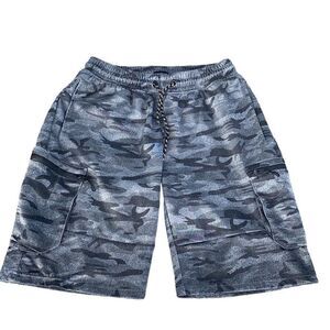 RBX Athletic Workout Cargo Shorts in Grey Camo Large